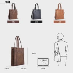 Thumbnail Túi xách nữ công sở đa năng FADODA FTX1 đựng vừa laptop 14 inch và tài liệu khổ a4 2