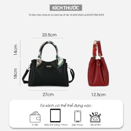 Thumbnail Túi Xách Nữ Công Sở Sang Chảnh IDIGO FB2-5055, Túi Đeo Chéo Thời Trang Phối Khăn Lụa Đi Tiệc Cao Cấp 2