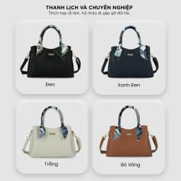 Thumbnail Túi Xách Nữ Công Sở Sang Chảnh IDIGO FB2-5055, Túi Đeo Chéo Thời Trang Phối Khăn Lụa Đi Tiệc Cao Cấp 4