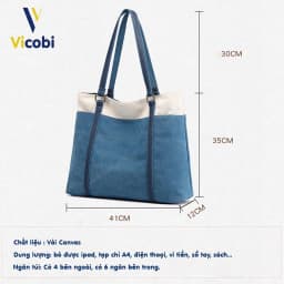 Thumbnail Túi xách nữ vải Canvas dày dặn Vicobi CV5 Theron, đựng vừa laptop 15, 16 inch 2