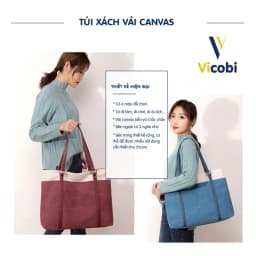 Thumbnail Túi xách nữ vải Canvas dày dặn Vicobi CV5 Theron, đựng vừa laptop 15, 16 inch 3