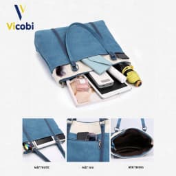 Thumbnail Túi xách nữ vải Canvas dày dặn Vicobi CV5 Theron, đựng vừa laptop 15, 16 inch 4