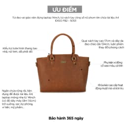 Thumbnail Túi xách tay công sở nữ laptop 14inch, tài liệu A4 IDIGO FB2 - 5053 4