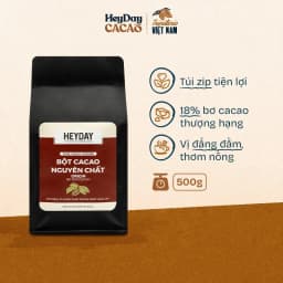 Thumbnail Túi zip 500g Bột cacao nguyên chất Việt Nam 100% không đường Heyday - Dòng Origin thượng hạng 1