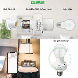 Thumbnail Đui Đèn Wifi Hunonic, Hẹn Giờ Tự Động, Điều Khiển Từ Xa Qua Điện Thoại - HNSPWF 3