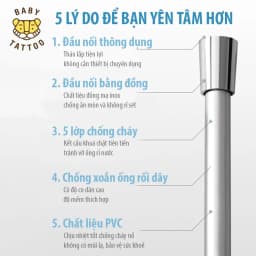 Thumbnail Đường Dây Ống Nước, Dây Dẫn Nước Vòi Sen Tắm BABY TATTOO, Thiết Kế 5 Lớp Chống Cháy, Chống Xoắn, Chiều Dài 1.5m 2