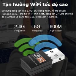 Thumbnail USB thu sóng wifi Gutek RE601 600mbps tần số 2.4G 5G cho máy tính pc laptop tốc độ nhanh 2