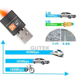 Thumbnail USB thu sóng wifi Gutek RE601 600mbps tần số 2.4G 5G cho máy tính pc laptop tốc độ nhanh 3