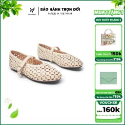 Thumbnail VACHINO - Giày búp bê nữ đế bệt dẻo, mũi tròn chất da mềm thiết kế khắc lazer thời trang-VA012 1