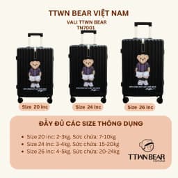 Thumbnail Vali TTWN BEAR chính hãng - TN7001 cao cấp đi du lịch size 24 in và 20 in 2