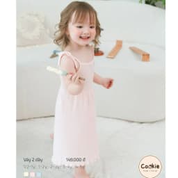 Thumbnail Váy Bé Gái COOKIE, Váy Hai Dây Cuốn Bèo Cho Bé Gái Size Từ 6 Tháng Đến 5 Tuổi 1