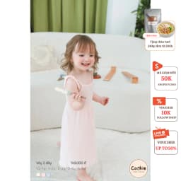Thumbnail Váy Bé Gái COOKIE, Váy Hai Dây Cuốn Bèo Cho Bé Gái Size Từ 6 Tháng Đến 5 Tuổi 3
