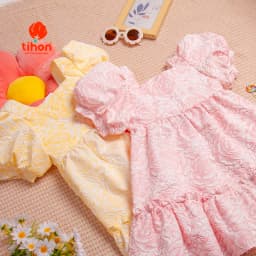 Thumbnail Váy cho bé gái TIHON cao cấp chất xốp hoa nổi siêu dễ thương cho bé VT0750649 2
