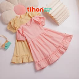 Thumbnail Váy cho bé gái TIHON cao cấp chất liệu thô nhún bèo dễ thương VT0786069 1