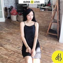 Thumbnail Váy đầm 2 dây nữ basic 4LOVA dáng suông chất lụa ngọc trai cao cấp 3
