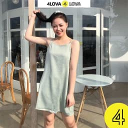 Thumbnail Váy đầm 2 dây nữ basic 4LOVA dáng suông chất lụa ngọc trai cao cấp 4