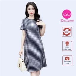 Thumbnail Váy đầm kẻ caro dáng xuông cổ tròn che khuyết  điểm tốt thiết kế trẻ trung Evalover 1