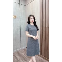 Thumbnail Váy đầm kẻ caro dáng xuông cổ tròn che khuyết  điểm tốt thiết kế trẻ trung Evalover 4