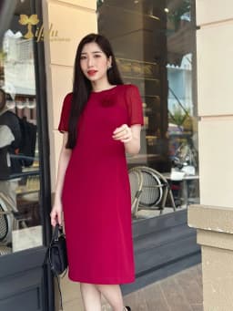Thumbnail Váy đầm thiết kế cao cấp Zol by TIFALU dáng suông màu đỏ đậm - ZOL941RED 4