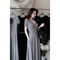 Thumbnail Váy Đi Biển Đẹp Dáng Dài Hai Màu Xám Đen Có Size 80kg LECOONG V759 Đầm Du Lịch Thiết Kế Đẹp Basic 4
