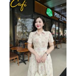 Thumbnail Váy Hoa Cổ Đức Mã 278 Kiểu Dáng Xòe, Phối Cúc, Vải Thô Boil Mềm Mát Kiểu Dáng Thanh Lịch 4