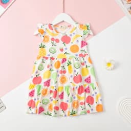 Thumbnail Váy mùa hè cotton LITIBABY họa tiết tay cánh tiên 2 tầng cho bé 11kg - 33kg 1