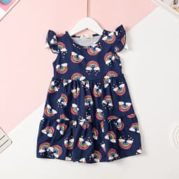Thumbnail Váy mùa hè cotton LITIBABY họa tiết tay cánh tiên 2 tầng cho bé 11kg - 33kg 2
