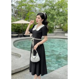 Thumbnail Váy ngắn tay dáng dài cổ sen thanh lịch Yv198 YAME 1