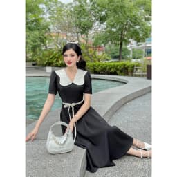 Thumbnail Váy ngắn tay dáng dài cổ sen thanh lịch Yv198 YAME 4