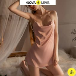 Thumbnail Váy ngủ 2 dây 4LOVA lụa Pháp cao cấp cổ yếm quyến rũ EVA128 3