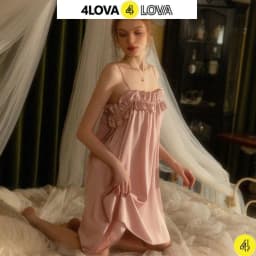 Thumbnail Váy Ngủ 2 Dây Lụa Pháp Cao Cấp Bèo Ngực Dáng Suông 4LOVA 1