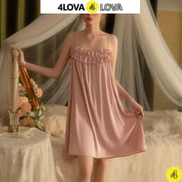 Thumbnail Váy Ngủ 2 Dây Lụa Pháp Cao Cấp Bèo Ngực Dáng Suông 4LOVA 3