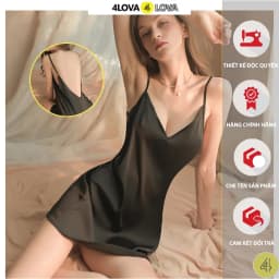 Thumbnail Váy ngủ 2 dây sexy 4LOVA chất liệu lụa Latin cao cấp mềm mại thiết kế hở lưng quyến rũ EVA.VN3 1