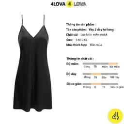 Thumbnail Váy ngủ 2 dây sexy 4LOVA chất liệu lụa Latin cao cấp mềm mại thiết kế hở lưng quyến rũ EVA.VN3 2