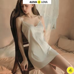 Thumbnail Váy ngủ 2 dây sexy 4LOVA chất liệu lụa Latin cao cấp mềm mại thiết kế hở lưng quyến rũ EVA.VN3 4