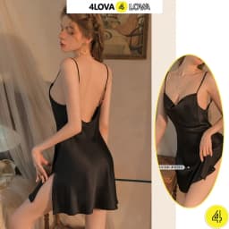 Thumbnail Váy Ngủ Lụa Satin Cao Cấp Đổ Ngực Xẻ Vạt Quyến Rũ EVA131 4