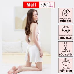 Thumbnail Váy ngủ nữ sexy WANNABE đầm ngủ lụa cut-out eo mông đan dây lưng x nóng bỏng tự do thắt mở dây DNS18 1