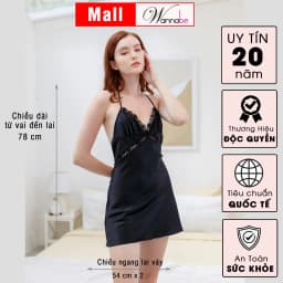 Thumbnail Váy ngủ nữ sexy WANNABE đầm ngủ lụa cut-out eo mông đan dây lưng x nóng bỏng tự do thắt mở dây DNS18 2