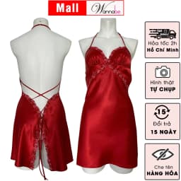 Thumbnail Váy ngủ nữ sexy WANNABE đầm ngủ lụa cut-out eo mông đan dây lưng x nóng bỏng tự do thắt mở dây DNS18 3