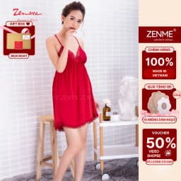 Thumbnail Váy ngủ sexy hở lưng chất liệu lụa cao cấp phối ren VRL1819, Zen Me Women's World 1