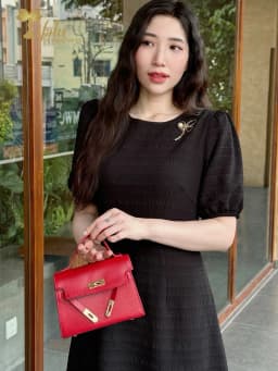 Thumbnail Váy nữ đầm công sở Zol by TIFALU dáng xòe trẻ trung chất tằm Nhật nhẹ mát - ZOL409BLK 1