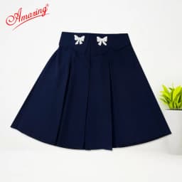 Thumbnail Váy rời bé gái đi học màu xanh, lưng thun phía sau, có dây và không dây, vải lụa gân, Amazing 1