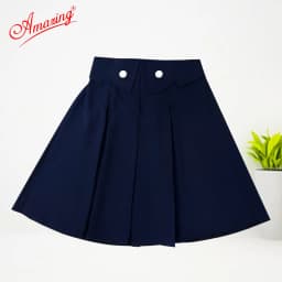 Thumbnail Váy rời bé gái đi học màu xanh, lưng thun phía sau, có dây và không dây, vải lụa gân, Amazing 3