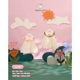 Thumbnail Váy sát nách bé gái ABBIEOH cotton tay bèo họa tiết vintage cho bé 0-3 tuổi VL787 VL606 VL609 VL634 VL755 1
