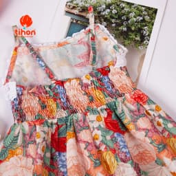 Thumbnail Váy tiểu thư cho bé gái TIHON chất liệu thô thoáng mát họa tiết siêu xinh phối ren cho bé VT0786083 3