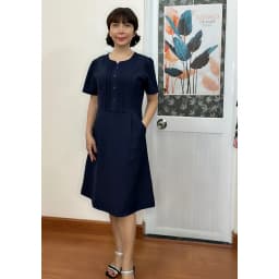 Thumbnail Váy Trung Niên MAI THY D529, Mẫu Đầm Đi Tiệc Cotton Lụa Xếp Ly Phối Nút Tôn Dáng Sang Trọng | Thời Trang Trung Niên U40 2