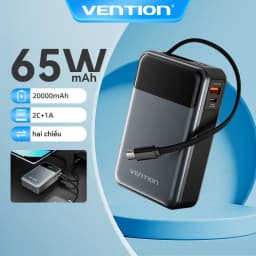 Thumbnail Vention 65W Power Bank có cáp 20000mAh Màn hình kỹ thuật số sạc nhanh PD ba chiều cho điện thoại 1
