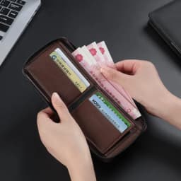 Thumbnail Ví da PU đơn giản dành cho nam Vỏ nhiều thẻ Ví đựng tiền mặt có thể gập lại 1