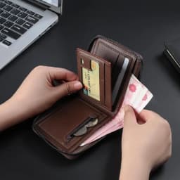 Thumbnail Ví da PU đơn giản dành cho nam Vỏ nhiều thẻ Ví đựng tiền mặt có thể gập lại 2