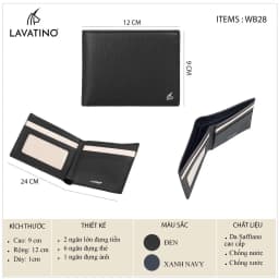 Thumbnail Ví Nam Cao Cấp Da Saffiano Chống Xước, Chống Thấm Nước Chính Hãng Lavatino - WB28 1